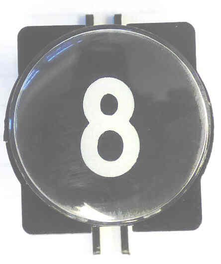 BUTTON, A LINE, WAFER, CLEAR CAP, WHITE 8 ON BLACK WESTINGHOUSE # 103D251H08