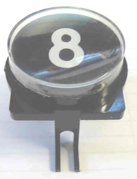 BUTTON, A LINE, WAFER, CLEAR CAP, WHITE 8 ON BLACK WESTINGHOUSE # 103D251H08