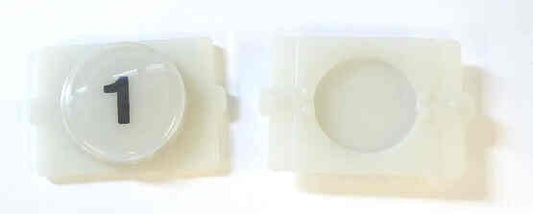 BUTTON, E LINE, WAFER, CLEAR CAP, MARKED 1 IN BLACK WESTINGHOUSE # 323C855H01