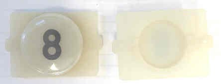BUTTON, E LINE, WAFER, CLEAR CAP, MARKED 8 IN BLACK WESTINGHOUSE # 323C855H08