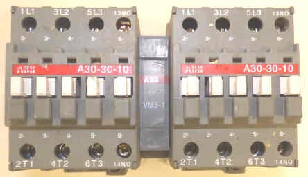 CONTACTORS, POWER, 3 POLE, 120VAC COILS, INTERLOCKED ABB # A30-30-10