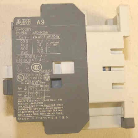 CONTACTOR, POWER, 3 POLE, 120 VAC, ASEA BROWN BOVERI # A9-30-10