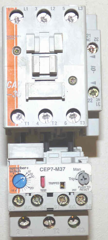 CONTACTOR, 3 POLE, 30 AMP, W/ OVERLOAD SPRECHER & SCHUH CA7-30-00-120 VAC COIL