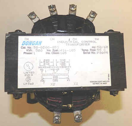 TRANSFORMER, SINGLE PHASE 230-460 PRI., 115 SEC. .500 KVA KONE # US500911
