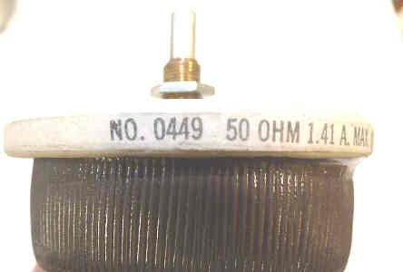 POTENTIOMETER, RHEOSTAT, 50 OHM, 100 WATT, 1.41 AMP OHMITE # 0449