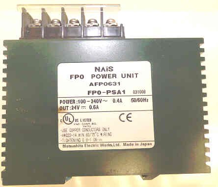 SUPPLY, POWER, 100-240 INPUT, 24VDC OUTPUT NAIS PANASONIC # AFPO0631 FP0 PSA1