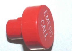 BUTTON, RED, ENGRAVED, 1 DIAMETER, SPECIFY MARKING OTIS # 323BD6