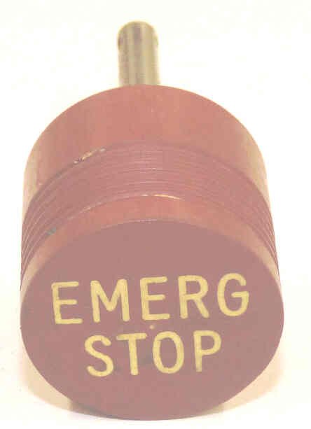 BUTTON, STOP SWITCH, PLASTIC, 1 DIA. BUTTON, EMERG STOP