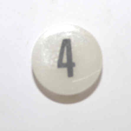 INSERT, BUTTON, 7/8 DIA., WHITE, MARKED # 4 IN BLACK ARMOR # 11133-01