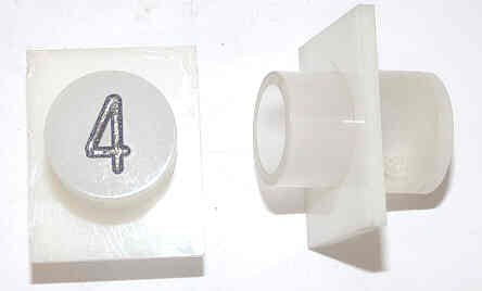 BUTTON, WHITE, ENGRAVED # 4 IN BLACK SERGE # A-2