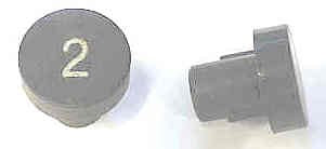 BUTTON, 7/8 DIAMETER, HOT STAMPED, # 2  OTIS # A323AF1-2