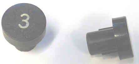 BUTTON, 7/8 DIAMETER, HOT STAMPED, # 3  OTIS # A323AF1-3
