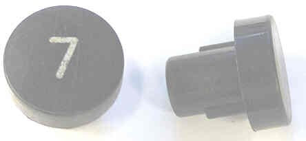 BUTTON, 7/8 DIAMETER, HOT STAMPED, # 7 OTIS # A323AF1-7