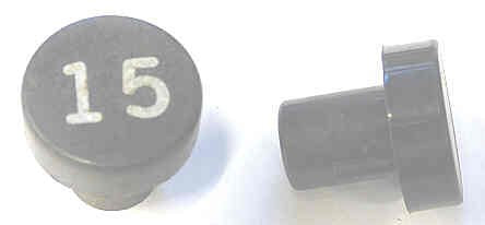 BUTTON, 7/8 DIAMETER, HOT STAMPED, # 15 OTIS # A323AF1-15