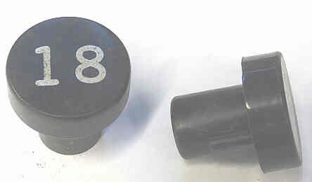 BUTTON, 7/8 DIAMETER, HOT STAMPED, # 18 OTIS # A323AF1-18
