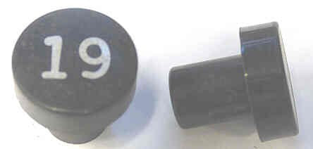 BUTTON, 7/8 DIAMETER, HOT STAMPED, # 19 OTIS # A323AF1-19