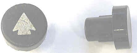 BUTTON, 7/8 DIAMETER, HOT STAMPED, ARROW OTIS # A323AF1-ARROW
