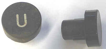 BUTTON, 7/8 DIAMETER, HOT STAMPED, MARKED 'U' OTIS # A323AF1-UP