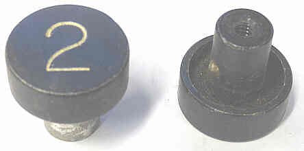 BUTTON, ALUMINUM, ANODIZED BLACK, ENGRAVED # 2, 1 DIAMETER