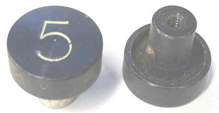 BUTTON, ALUMINUM, ANODIZED BLACK, ENGRAVED # 5, 1 DIAMETER