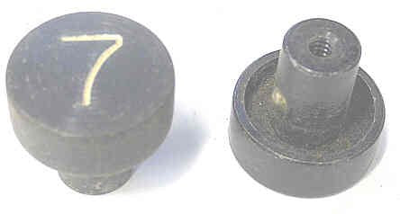 BUTTON, ALUMINUM, ANODIZED BLACK, ENGRAVED # 7, 1 DIAMETER