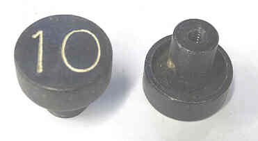 BUTTON, ALUMINUM, ANODIZED BLACK, ENGRAVED # 10, 1 DIAMETER