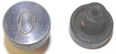 BUTTON, ALUMINUM, ANODIZED BLACK, ENGRAVED 'O', 1 DIAMETER