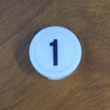 INSERT, BUTTON, 7/8 DIA., WHITE, MARKED # 1 IN BLACK ARMOR # 11133-01