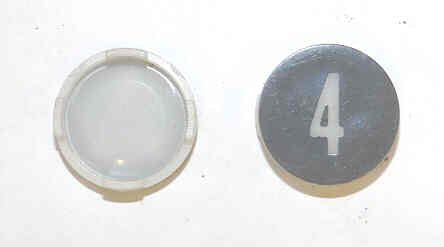 INSERT, BUTTON, 7/8 DIA., BLACK, MARKED # 4 IN WHITE  ARMOR # 11134-01