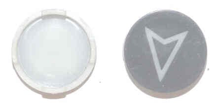 INSERT, BUTTON, 7/8 DIA., BLACK, MARKED 'ARROW' IN WHITE  ARMOR # 11134-01
