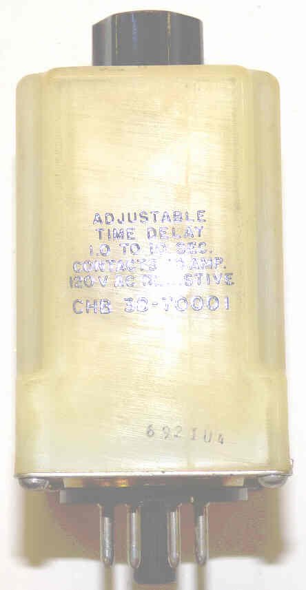 RELAY, TIMING, DPDT, 120VAC, 1-10 SECONDS, OCTAL BASE P & B # CHB-38-70001