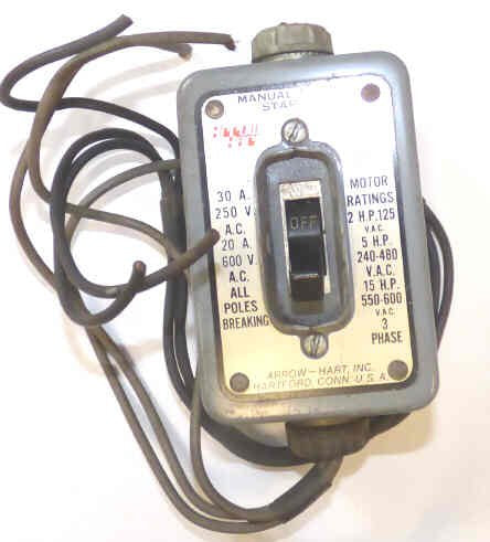 SWITCH, MANUAL MOTOR STARTER, 30A 250V 3 PHASE  ARROW HART# 7810