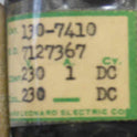 RELAY, POWER, SPST, 250 VDC WARD LEONARD # 130-7410