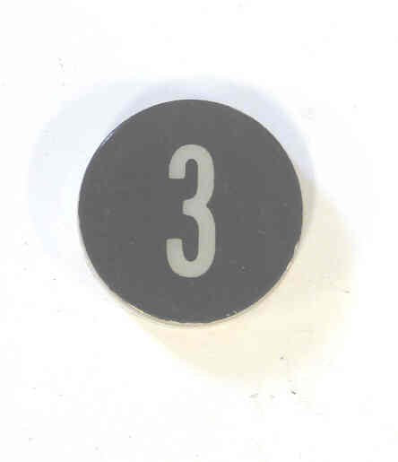 INSERT, BUTTON, 7/8 DIA., BLACK, MARKED # 3 IN WHITE  ARMOR # 11134-01