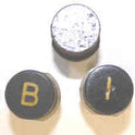 BUTTON, BARRELL STYLE, BLACK WITH  WHITE MARKING, SEE FULL DESCRIPTION BELOW