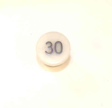 BUTTON, WHITE, MARKED # 30, TYPE 'H' HAUGHTON # 3-40080-30