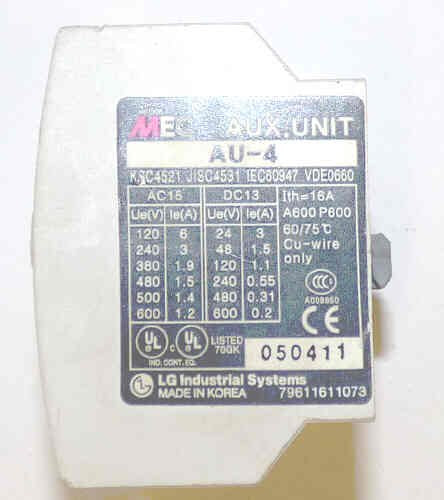 CONTACT, AUXILLARY, 2 N.O./ 2 N.C. LG# AU4