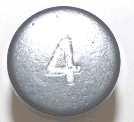BUTTON, 7/8 DIAMETER, HOT STAMPED, # 4  OTIS # A323AF1-4