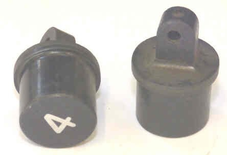 BUTTON, HI-HAT, BLACK, MARKED # 4, 3/4 DIA. X 3/4 HIGH OTIS # 323W1