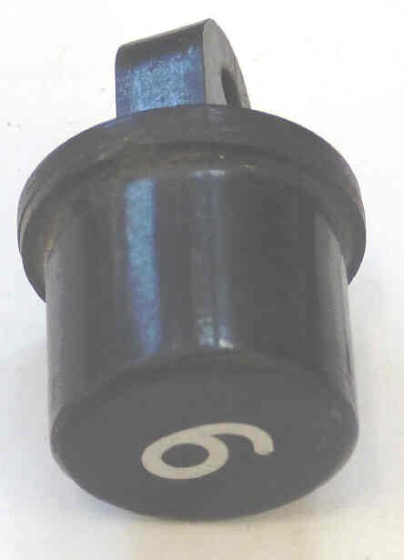 BUTTON, HI-HAT, BLACK, MARKED # 6 OR 9, 3/4 DIA. X 3/4 HIGH OTIS # 323W1