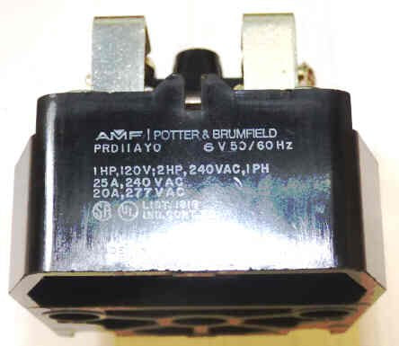 RELAY, POWER, DPDT, 6 VAC, 20A, POTTER BRUMFIELD #PRD-11AYO-6