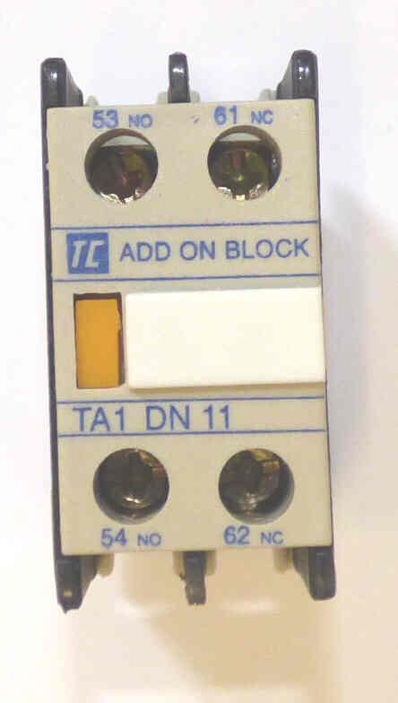 BLOCK, CONTACT, 1NC+1NO,  10A,  220VAC SHAMROCK CONTROLS # TA1-DN11