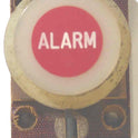BUTTON, ASSEMBLY, NON-ILLUMINATED, RED, MARKED ALARM IN WHITE, VERTICAL VINTAGE