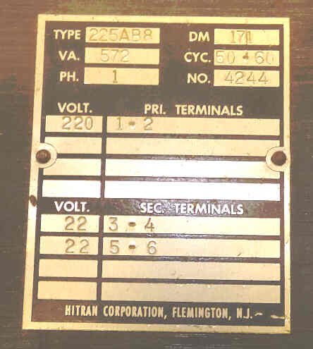TRANSFORMER, 572VA, SINGLE PHASE, 220 PRIMARY, 22 VOLT SECONDARY OTIS # 225AB8