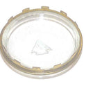 ROUNDEL, GLASS IN BRASS DRESS RING, 2 DIAMETER, WHITE ARROW OTIS # 499Z1