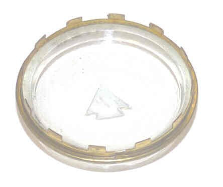 ROUNDEL, GLASS IN BRASS DRESS RING, 2 DIAMETER, WHITE ARROW OTIS # 499Z1