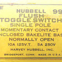 SWITCH, LIGHT, TOGGLE, SINGLE POLE, MOMENTARY, 10 AMP@ 125 HUBBELL # 9901
