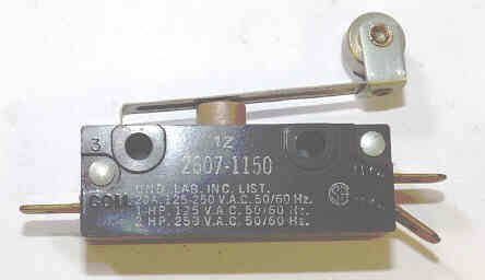 SWITCH, MICRO, SPDT, 20 AMP, BUTTON/ROLLER ACTUATED McGILL # 2607-1150