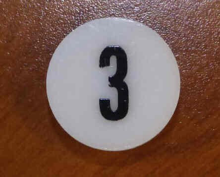 INSERT, BUTTON, 7/8 DIA., WHITE, MARKED # 3 IN BLACK ARMOR # 11133-01