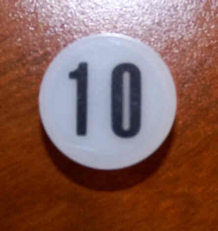 INSERT, BUTTON, 7/8 DIA., WHITE, MARKED # 10 IN BLACK ARMOR # 11133-01
